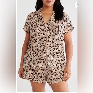 Nordstrom Moonlight Eco Short Pajamas -Tan Inked Leopard